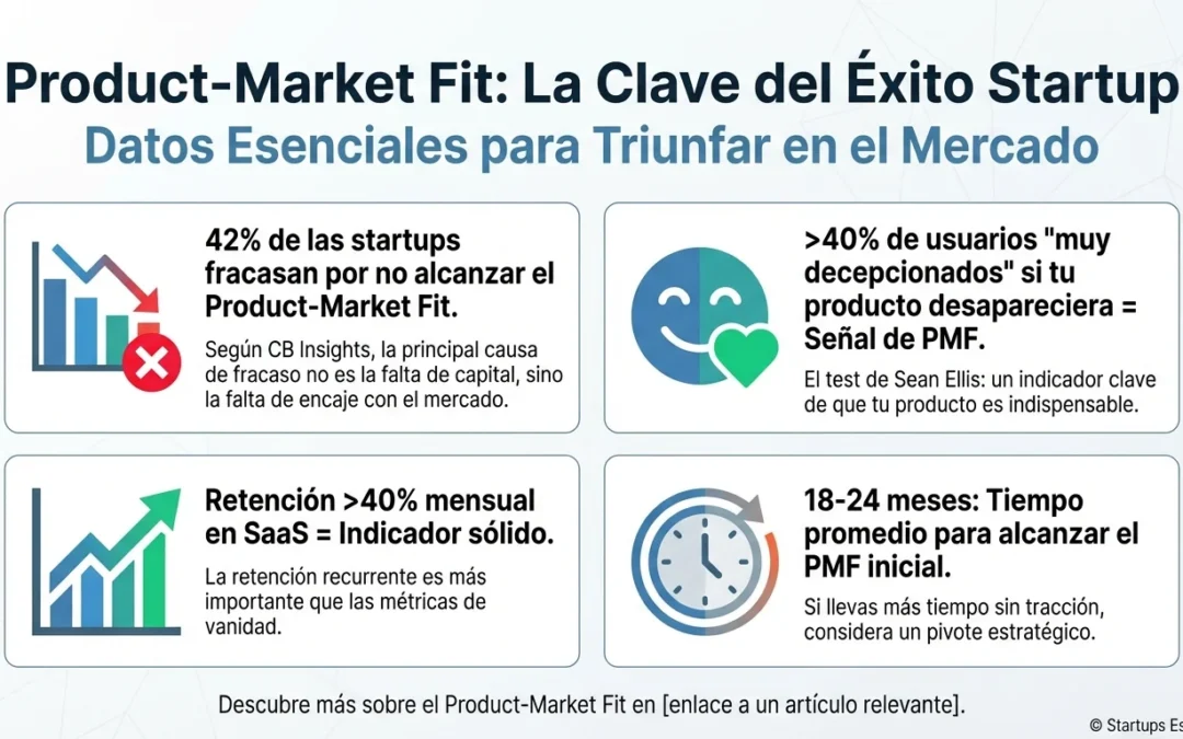 Product-Market Fit: Qué es y cómo alcanzar el encaje entre producto y mercado - product-market fit, PMF, encaje producto mercado, validación startup, métricas PMF, test Sean Ellis, retención usuarios, estrategia startup, crecimiento startup, fracaso startups