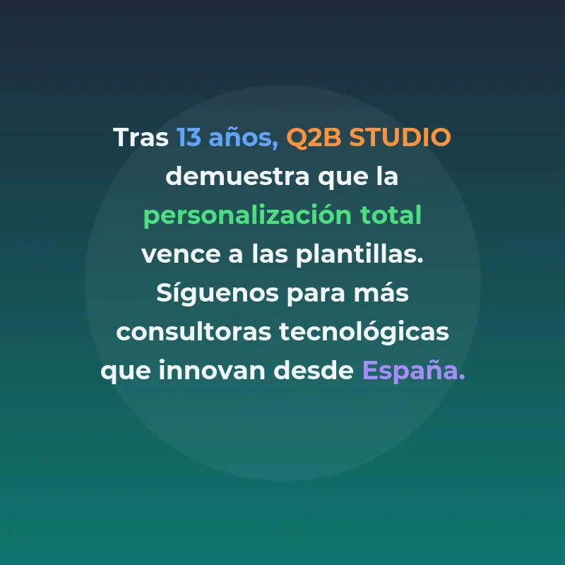 Q2B STUDIO: Desarrollo de software a medida con IA para pymes y startups creativas - La consultora barcelonesa lleva 13 años especializándose en automatización inteligente, cloud y ciberseguridad para equipos creativos - Carousel Image