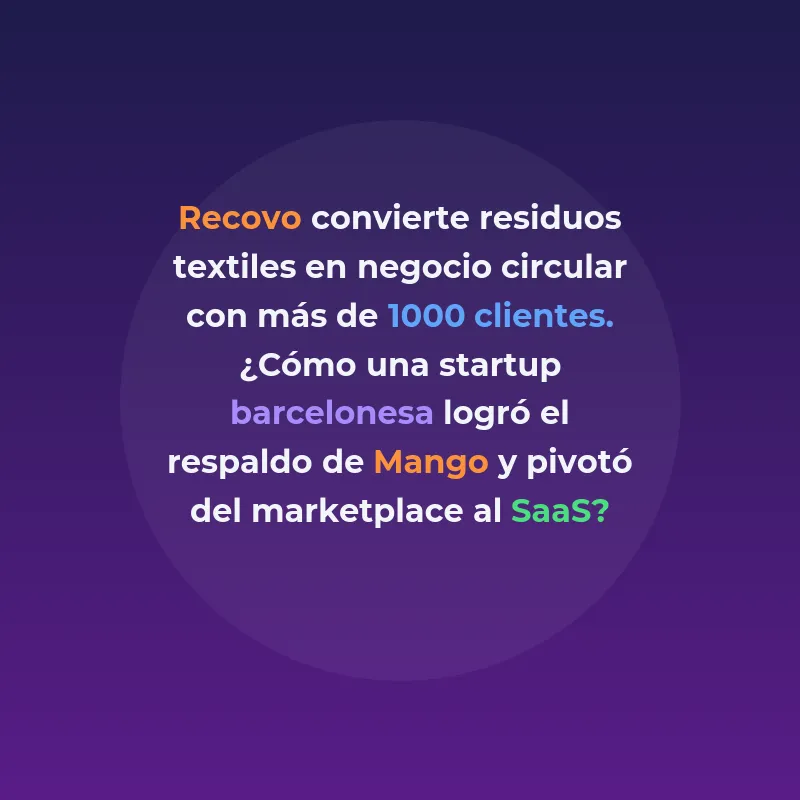 Recovo: La infraestructura SaaS que convierte residuos - La startup barcelonesa pivota de marketplace a software para ayudar a grandes retailers de moda a gestionar, reutilizar y reciclar sus excedentes de tejido con trazabilidad completa - Carousel Image