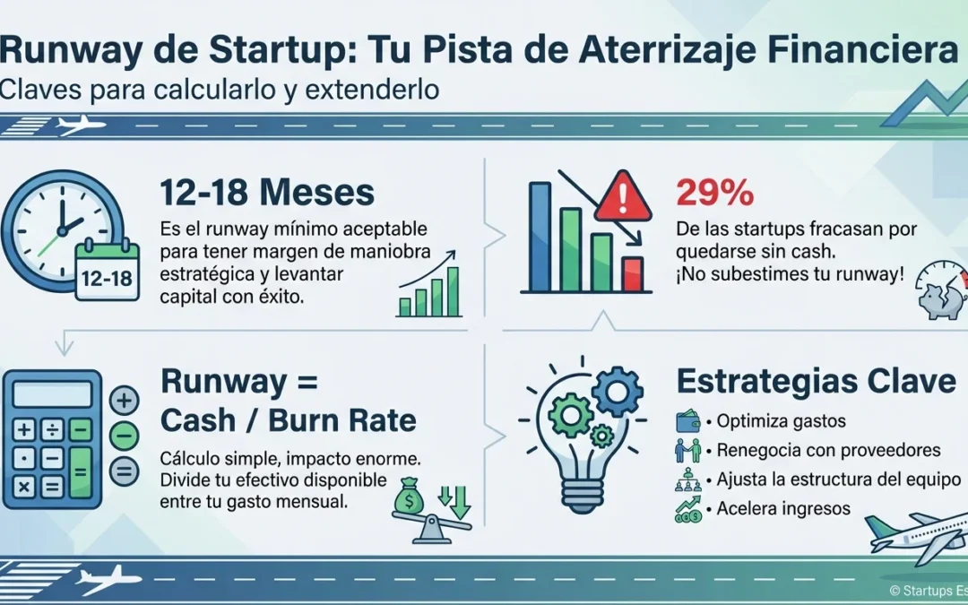 Runway de Startup: Cómo Calcular y Extender tu Pista de Aterrizaje Financiera - runway startup, burn rate, calcular runway, extender runway, pista aterrizaje financiera, cash flow startup, gestión financiera startup, cuándo levantar capital, métricas financieras startup, supervivencia startup
