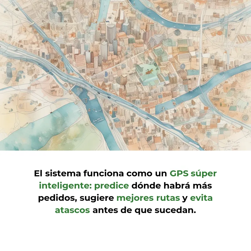 Idea SaaS: Agentes IA que optimizan rutas de delivery y reducen retrasos un 25% - Una plataforma que usa inteligencia artificial para encontrar las mejores rutas de entrega urbana, evitando atascos y prediciendo demanda - Carousel Image