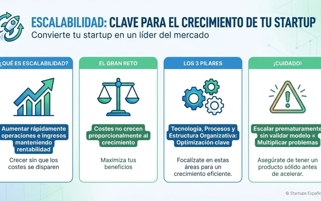 Scaling: Qué es la Escalabilidad y Cómo Aplicarla en Startups - scaling startup, escalabilidad empresarial, cómo escalar startup, crecimiento sostenible, modelo escalable, automatización procesos, expansión geográfica, infraestructura cloud