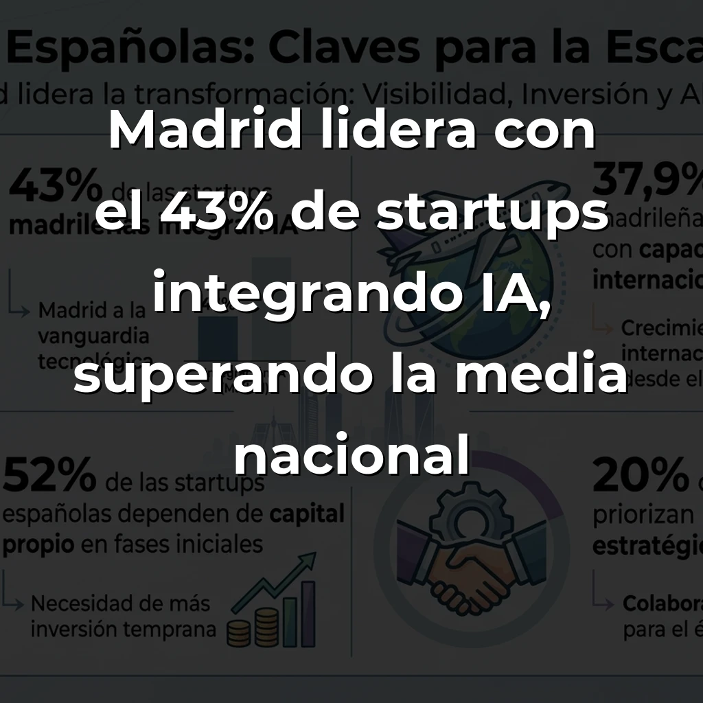 Madrid lidera el ecosistema startup español: visibilidad, inversión y alianzas como claves de escalabilidad internacional - El Mapa del Emprendimiento 2025 revela las prioridades estratégicas de un ecosistema maduro que prioriza expansión sobre supervivencia, con Madrid concentrando el 43% de startups que integran IA. - Carousel Image