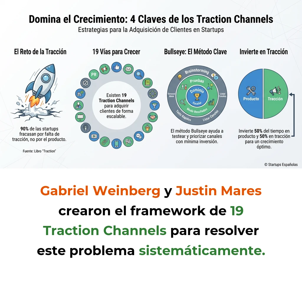 Traction Channels: El Framework de 19 Canales para Adquisición de Clientes en Startups - El proceso sistemático de Gabriel Weinberg y Justin Mares para identificar y dominar canales de crecimiento escalables - Carousel Image
