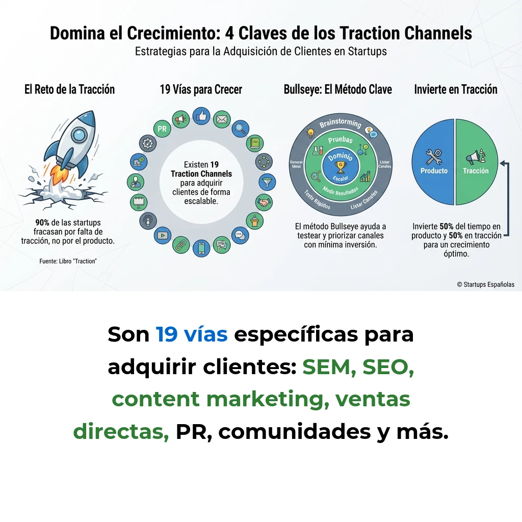 Traction Channels: El Framework de 19 Canales para Adquisición de Clientes en Startups - El proceso sistemático de Gabriel Weinberg y Justin Mares para identificar y dominar canales de crecimiento escalables - Carousel Image