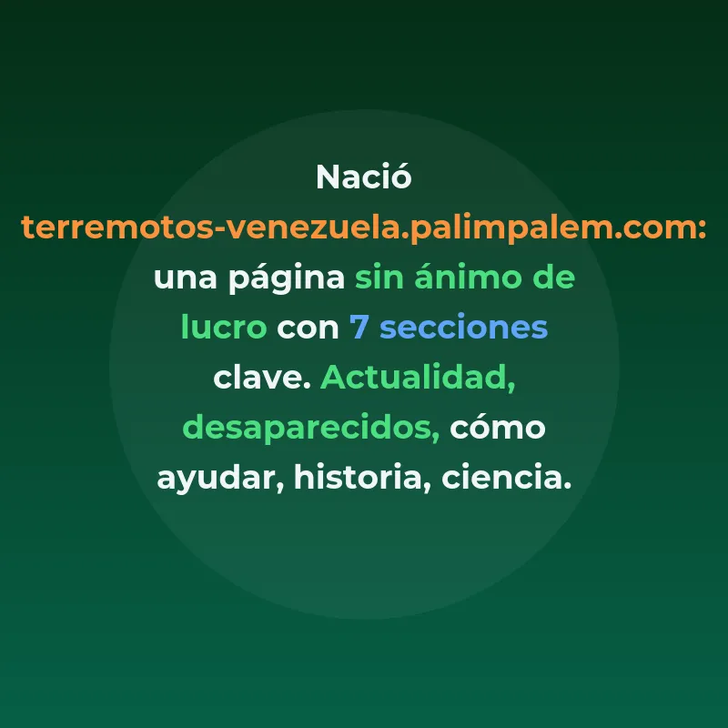 Una página de información sobre el terremoto de Venezuela, hecha con una herramienta gratuita - Web informativa sin ánimo de lucro sobre el terremoto de Venezuela construida con herramientas gratuitas - Carousel Image