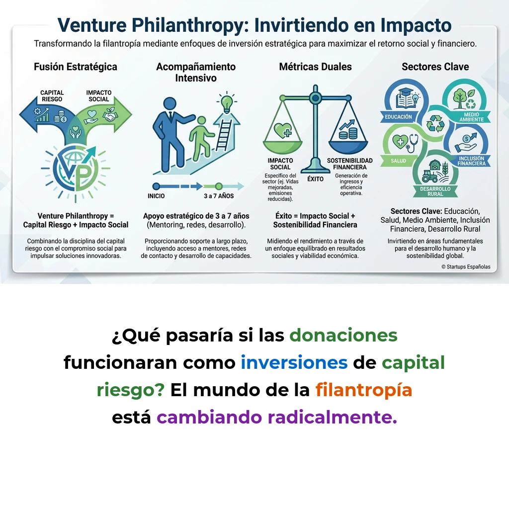 Venture Philanthropy: Cómo Funciona la Fusión Entre Capital Riesgo e Impacto Social - La metodología que combina disciplina empresarial con objetivos sociales para financiar startups de impacto - Carousel Image