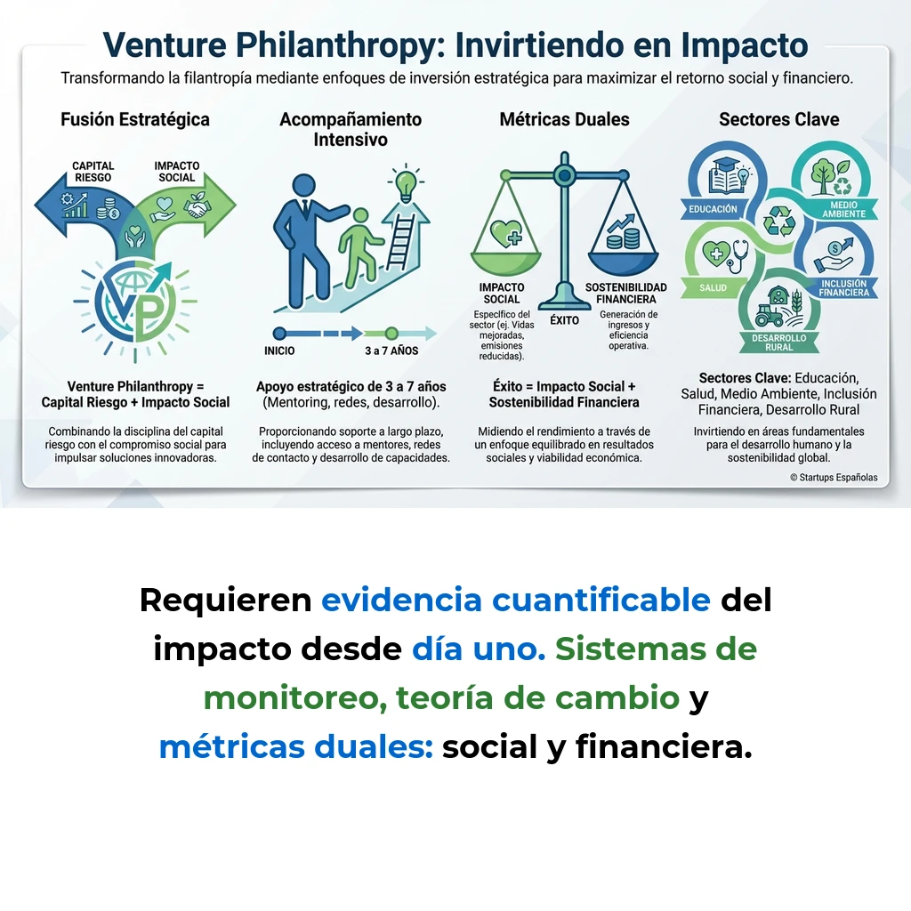 Venture Philanthropy: Cómo Funciona la Fusión Entre Capital Riesgo e Impacto Social - La metodología que combina disciplina empresarial con objetivos sociales para financiar startups de impacto - Carousel Image