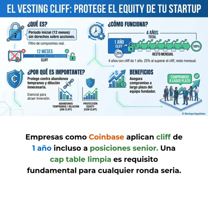 Qué es el vesting cliff y cómo protege el equity de tu startup - El mecanismo que asegura compromiso real antes de distribuir propiedad - Carousel Image