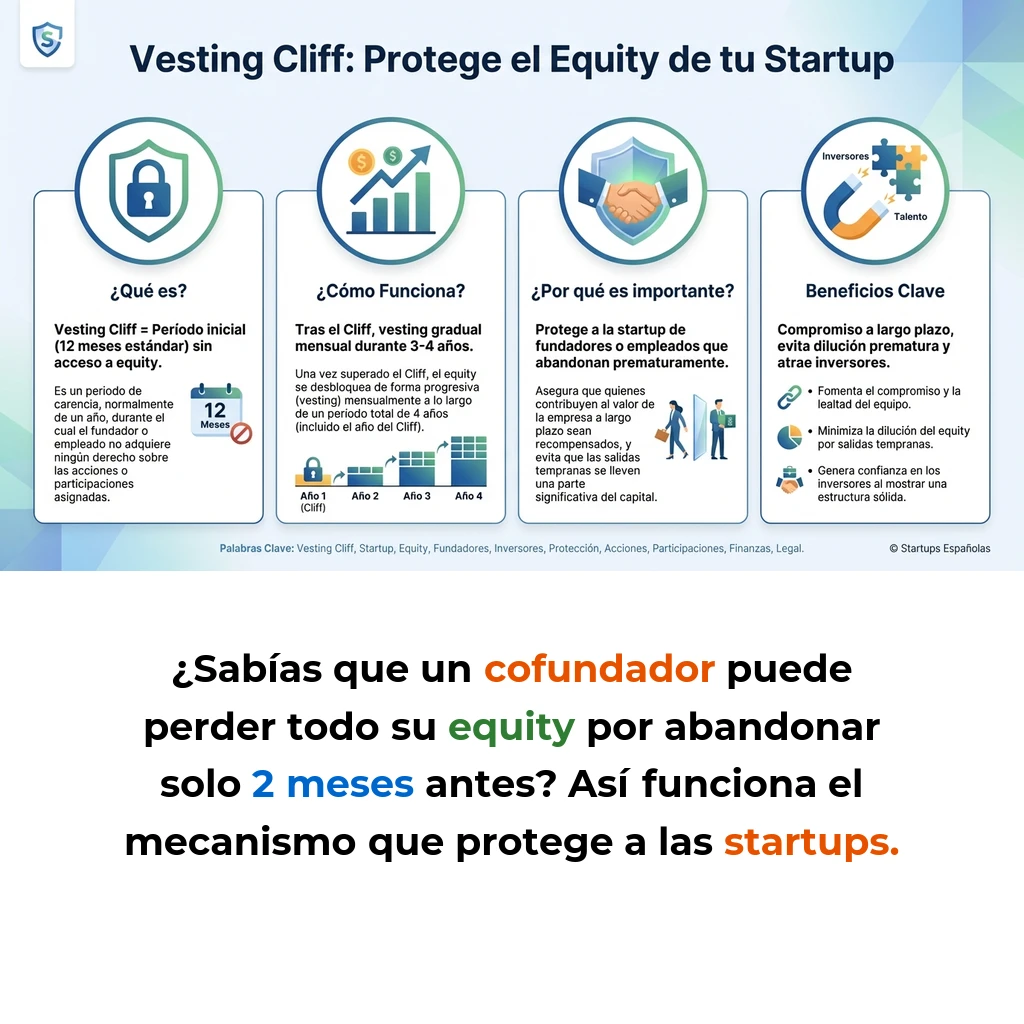 Vesting Cliff: El Mecanismo de Protección Esencial en Startups - Cómo funciona el período de carencia que protege el equity de abandonos prematuros - Carousel Image