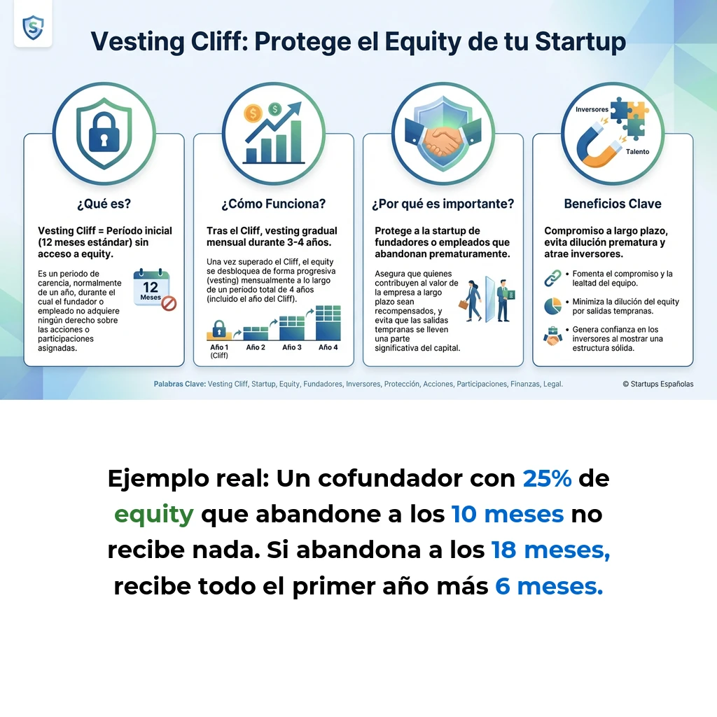 Vesting Cliff: El Mecanismo de Protección Esencial en Startups - Cómo funciona el período de carencia que protege el equity de abandonos prematuros - Carousel Image