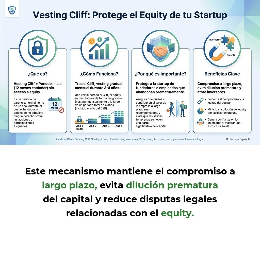 Vesting Cliff: El Mecanismo de Protección Esencial en Startups - Cómo funciona el período de carencia que protege el equity de abandonos prematuros - Carousel Image